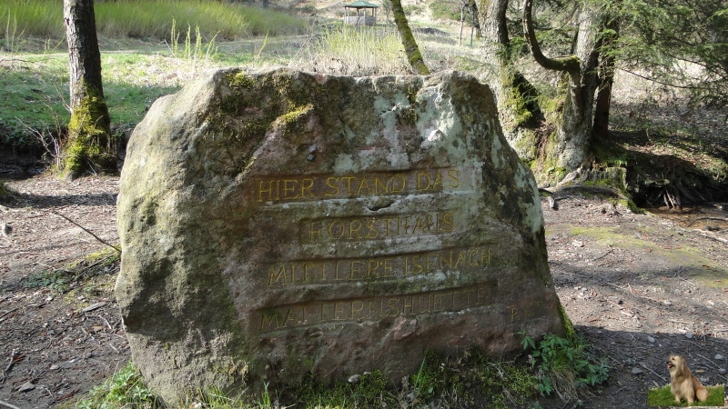 Ritterstein Nr. 279-3 Hier stand das Forsthaus Mittlere Isenach Matternshuette.JPG - Ritterstein Nr.279 Hier stand das Forsthaus Mittlere Isenach Matternshuette